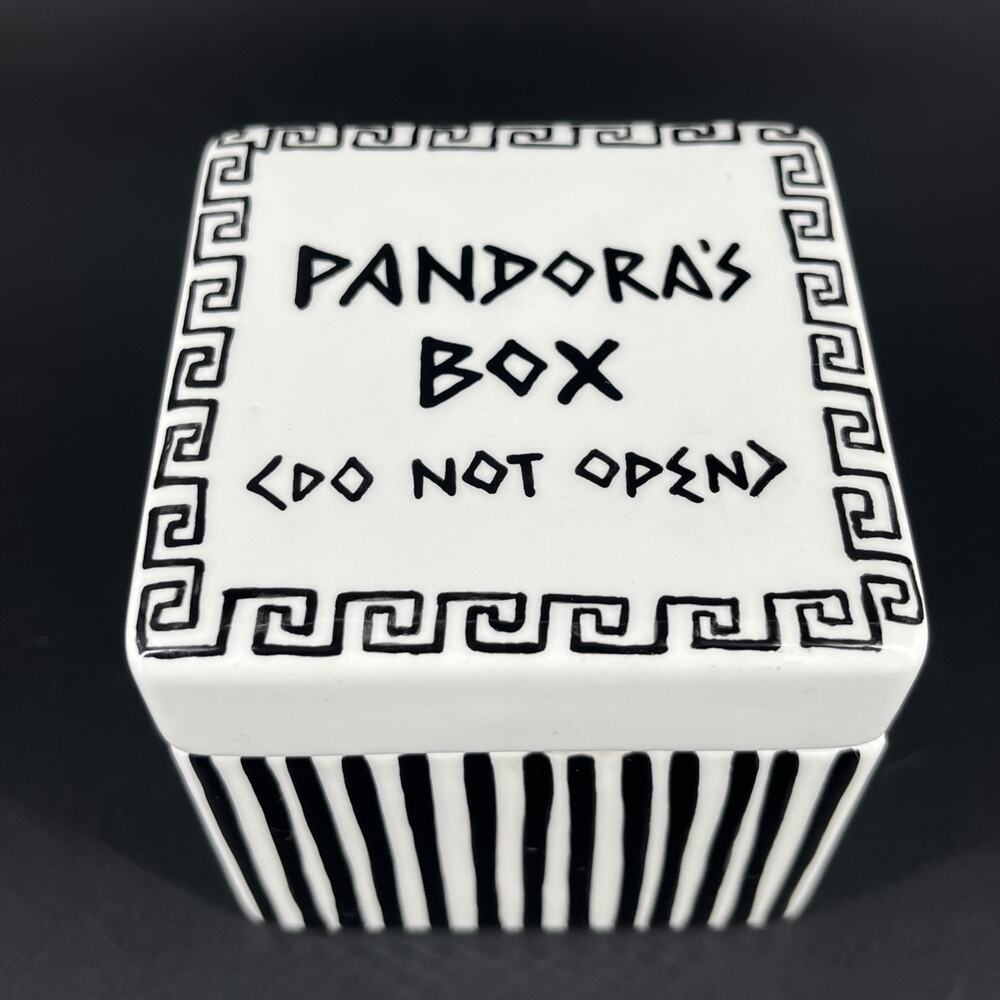 Lorrie Veasey Our Name is Mud White/Black Pandora’s Do Not Open Ceramic Box